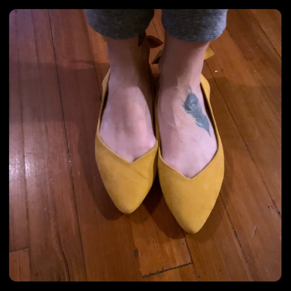 mustard yellow sling back flats from old navy